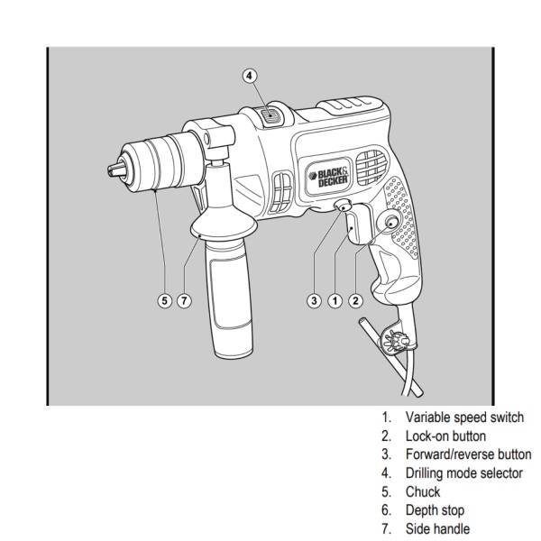 Black & decker 550w online hammer drill machine kr554re